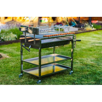 Large Maxking 1129 Stainless steel Charcoal Barbecue left side view