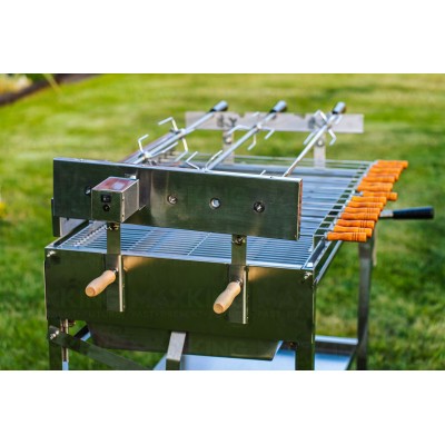 Large Maxking 1129 Stainless steel Charcoal Barbecue side motor view